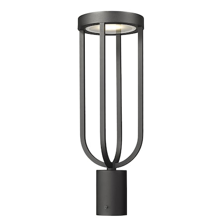 Z-Lite Leland Outdoor Post Mount Fixture, 1-Light, 7 In.W x 21 In.H, Sand Black/Sand Blast 5005PHM-BK-LED